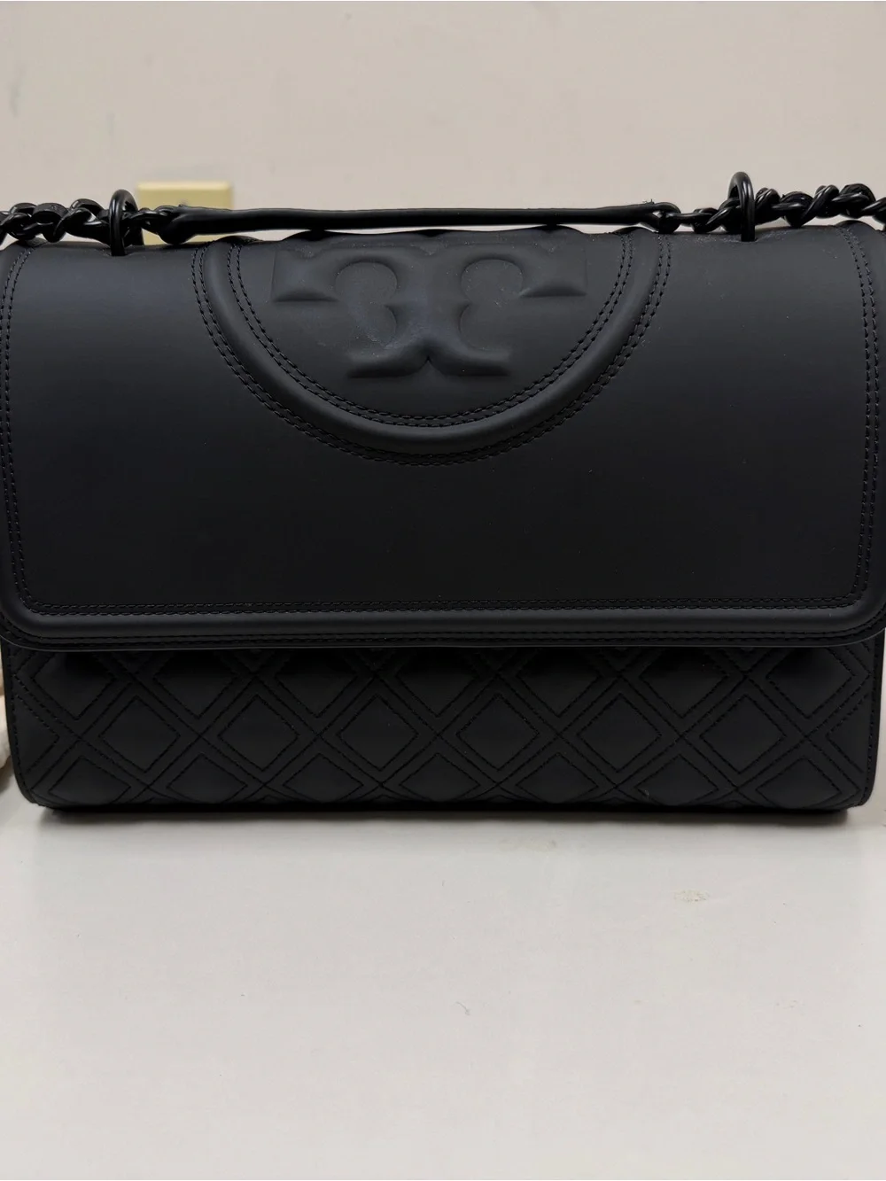 Tory Burch Matte Black Quilted-Panel Shoulder Bag